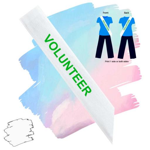 Volunteer White-Green Text Polyester Sash.jpg
