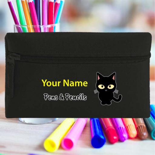 Personalised Pencil Case Black Cat