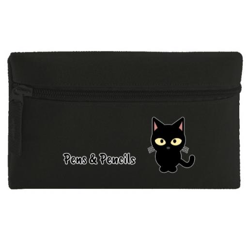 personalised black cat pencil case large