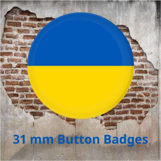 31mm Dia Ukraine Flag Badge
