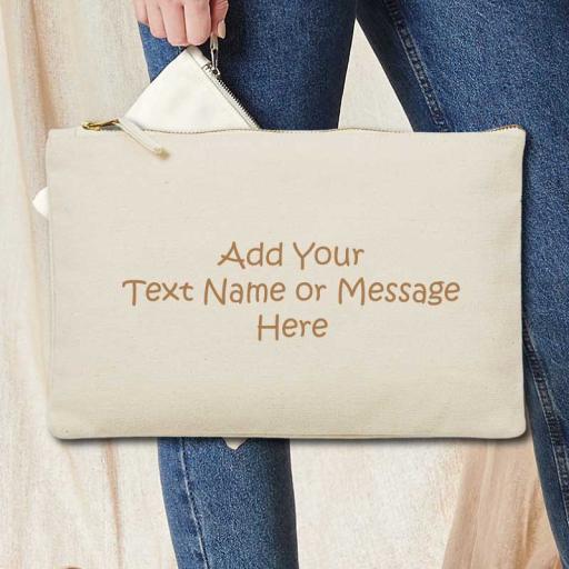 Large Canvas Zipped Pouch With Text