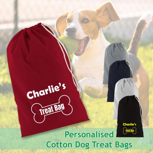 Cotton Dog Treat Bags with Bone Logo