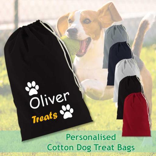 Cotton Dog Treat Bags with 2 Paws