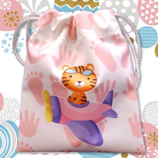 Full Colour Drawstring Bags Baby Pink