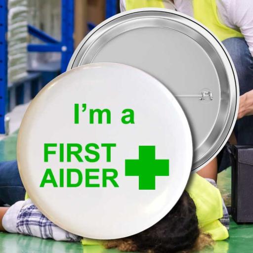 50mm Button Badges Printed  First Aider