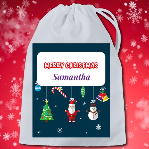 Christmas Themed Drawstring Gift Bag M1