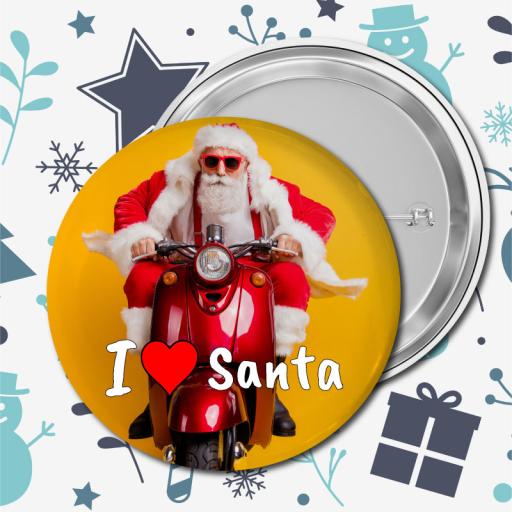 Santa on a Scooter Pin Badge