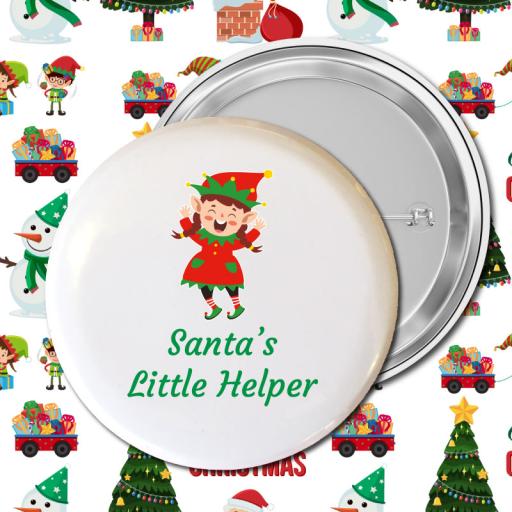 Santa's Little Helper- Girl Elf Button Badge