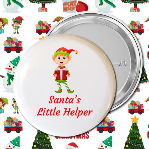 Santa's Little Helper- Boy Elf Button Badge