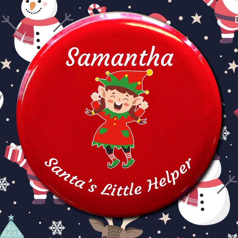 Personalised Christmas Themed Pin Badge