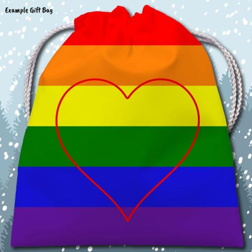 Small Rainbow with Heart Drawstring Bag